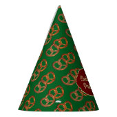 プレッツェルモチーフ、ホリー：クリスマスカラーカスタマイズ パーティーハット (左)