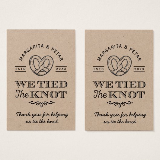 プレッツェル我々は結び目をありがとう結婚のラベル (正面&裏面)
