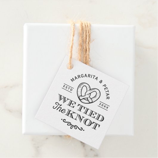 プレッツェル我々は結び目をありがとう結婚のラベル フェイバータグ (インサイチュ)