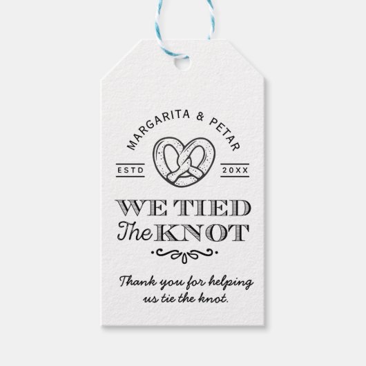 プレッツェル我々は結び目を結んだ感謝結婚しま素朴す ギフトタグ (正面)