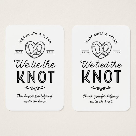 プレッツェル我々は結び目結婚式の引き出物ラベル (正面&裏面)