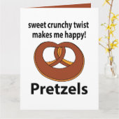 プレッツェル甘いカリカリのツイスト私は幸せなプレッツェル カード (黄色い花)