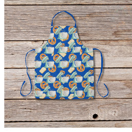 プレッツェル、パン、ミキサーブルー エプロン