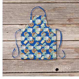 プレッツェル、パン、ミキサーブルー エプロン