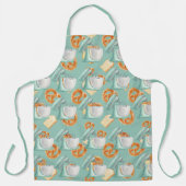 プレッツェル、パン、ミキサー緑がかった青 エプロン (正面)