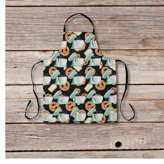 プレッツェル、パン、ミキサー黒 エプロン