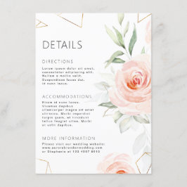 プレッティピンクの色合い ブッシュ ジオメトリック ウェディング ディテール エンクロージャーカード