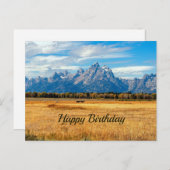 プレッティー ゴールデン フィールド マウンテンズ バースデー ポストカード (正面/裏面)