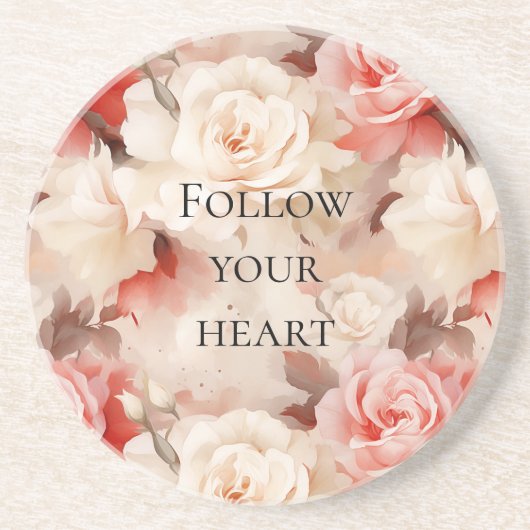 プレッティ ピンク ブラッシュ クリーム フローラル ブライダル シャワー コースター (正面)