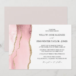 プレッティ ブラッシュ ピンク アゲート モダンウェディング 招待状