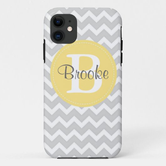 プレッピーでシックなシェブロンの灰色および黄色のiPhoneの箱 Case-Mate iPhoneケース (裏面)