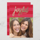 プレッピーでストライプでフェイクなホイルの嬉しい休日の写真カード シーズンカード (正面/裏面)