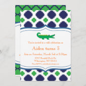 プレッピーでモダンなわに招待状の航海のなビーチ 招待状 (正面/裏面)