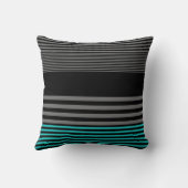 プレッピーで、新しいティール（緑がかった色）は名前と縞で飾ります クッション (裏面)