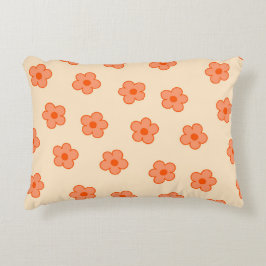 プレッピーなオレンジ色のピーチヒッピーフラワー アクセントクッション