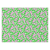 プレッピーなカニの花 ピンク 緑の模様 テーブルクロス (正面(横))