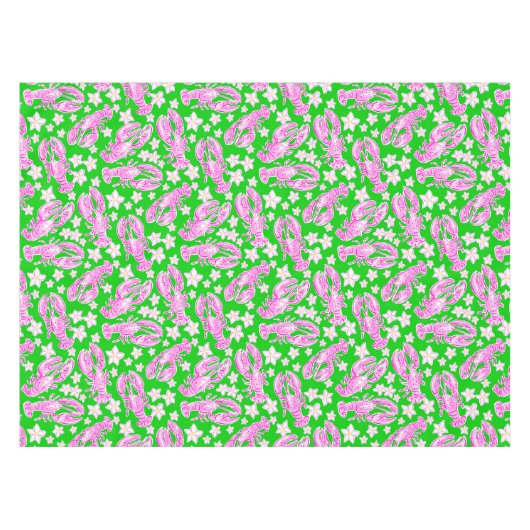 プレッピーなカニの花 ピンク 緑の模様 テーブルクロス (正面(横))