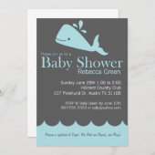 プレッピーなクジラのベビーシャワーの招待状 招待状 (正面/裏面)