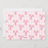 プレッピーなクリスマスの水彩キャンディケーン ピンクのボウ シーズンカード (裏面)