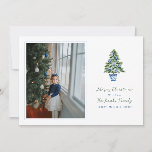 プレッピーなクリスマスツリーにシノワズリーオーナメント シーズンカード (正面)