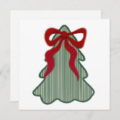 プレッピーなクリスマスツリー 赤いリボン 手描き コケティ シーズンカード (正面/裏面)
