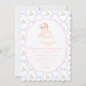 プレッピーなグランドミレニアル ドリーと私 ピンクの蝶結び 招待状 (正面)