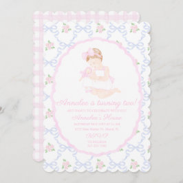 プレッピーなグランドミレニアル ドリーと私 ピンクの蝶結び 招待状