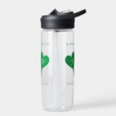 プレッピーなグリーンとピンクのウェディング ピックルボール ウォーターボトル (左面)