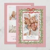 プレッピーなコーストスタイルのボウファミリーフォトクリスマス シーズンカード (正面/裏面)