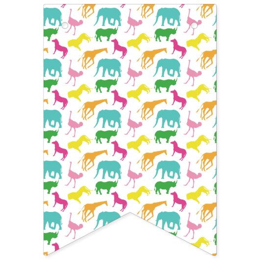 プレッピーなサファリの動物のシルエットの誕生日の旗 バンティングフラッグ (第1の旗)