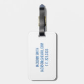 プレッピーなサファリ動物はシルエットの男の子を個人化します ラゲッジタグ (裏面縦)