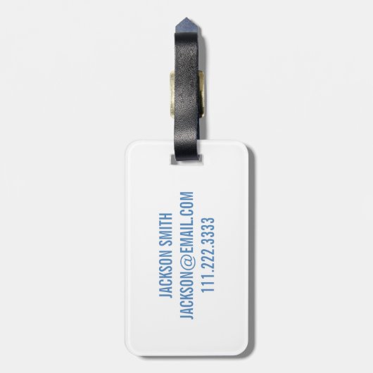 プレッピーなサファリ動物はシルエットの男の子を個人化します ラゲッジタグ (裏面縦)