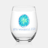 プレッピーなサンドダラー パーソナライズされた女子たちの週末 ステムなしワイングラス (正面)