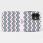 プレッピーなシェブロンのジグザグ形の紫系統パターンモノグラム Case-Mate iPhoneケース (裏面(横))
