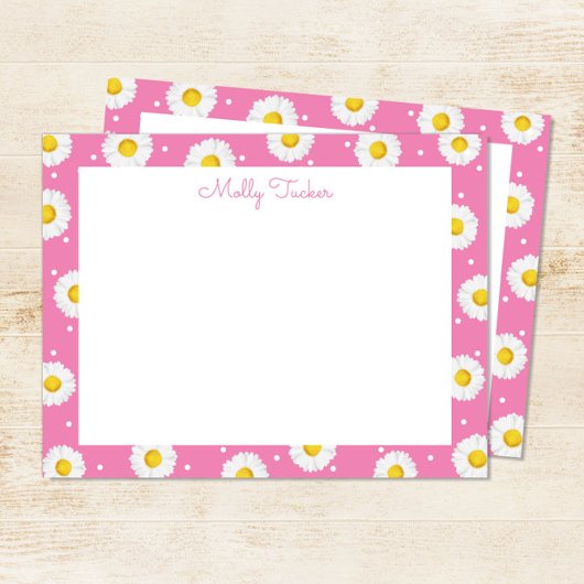 プレッピーなダイジーの花水彩 ピンクとイエロー ノートカード