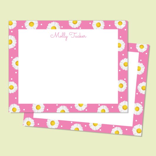 プレッピーなダイジーの花水彩 ピンクとイエロー ノートカード