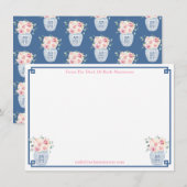 プレッピーなネイビーとブラッシュローズのパーティーからの便り サンキューカード (正面/裏面)