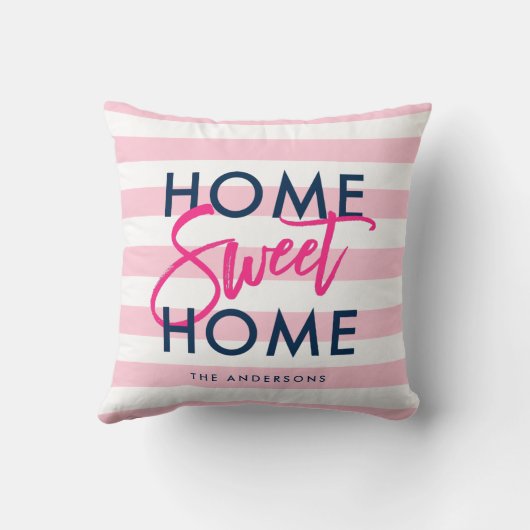 プレッピーなパステル調ピンク及び白く青い家の甘い家 クッション (裏面)