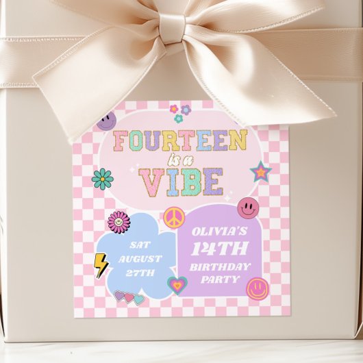 プレッピーなパッチ14歳の誕生日パーティー スクエアシール