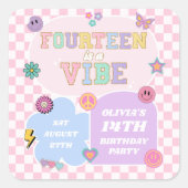 プレッピーなパッチ14歳の誕生日パーティー スクエアシール (正面)