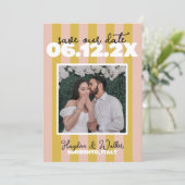 **プレッピーなピンクとイエローのイタリアンリビエラ風** セーブザデート (スタンド正面)