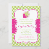 プレッピーなピンクのいちごのベビーシャワーの招待状 招待状 (正面)