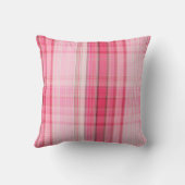 プレッピーなピンクの格子縞の赤面のマドラスキャンデーのピンクのクラシック クッション (裏面)