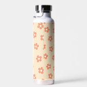 プレッピーなピーチホワイトヒッピーフラワーパターンウォーターボトル ウォーターボトル (右面)