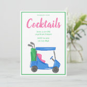 プレッピーなブルーのゴルフカートカクテルパーティー 招待状 (スタンド正面)