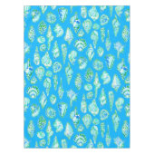 プレッピーなブルーの海辺の貝殻 テーブルクロス (正面)