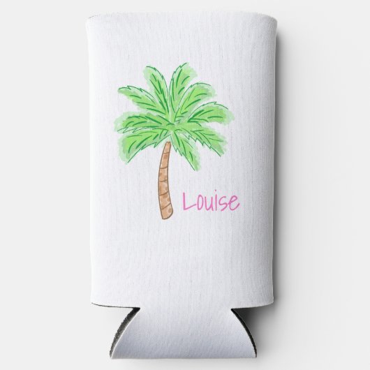 プレッピーなヤシの木トロピカルガールズウィークエンドカスタム スリム缶クーラー (正面)