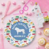 プレッピーなライオンのサファリ動物の誕生日を個人化して下さい ペーパープレート (パーティー)