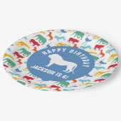 プレッピーなライオンのサファリ動物の誕生日を個人化して下さい ペーパープレート (アングル)