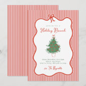 プレッピーなリボンのホリデーブランチパーティーの招待状 招待状 (正面/裏面)